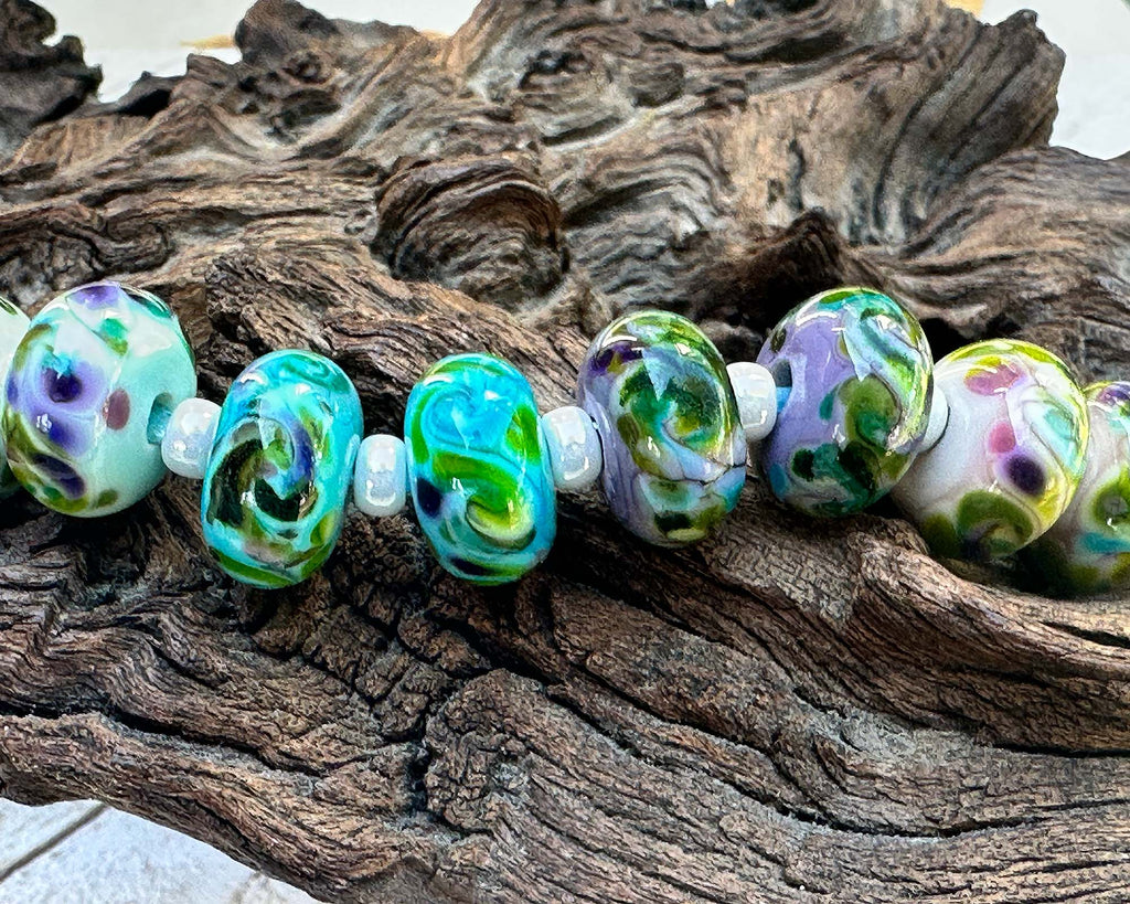 green lampwork beads