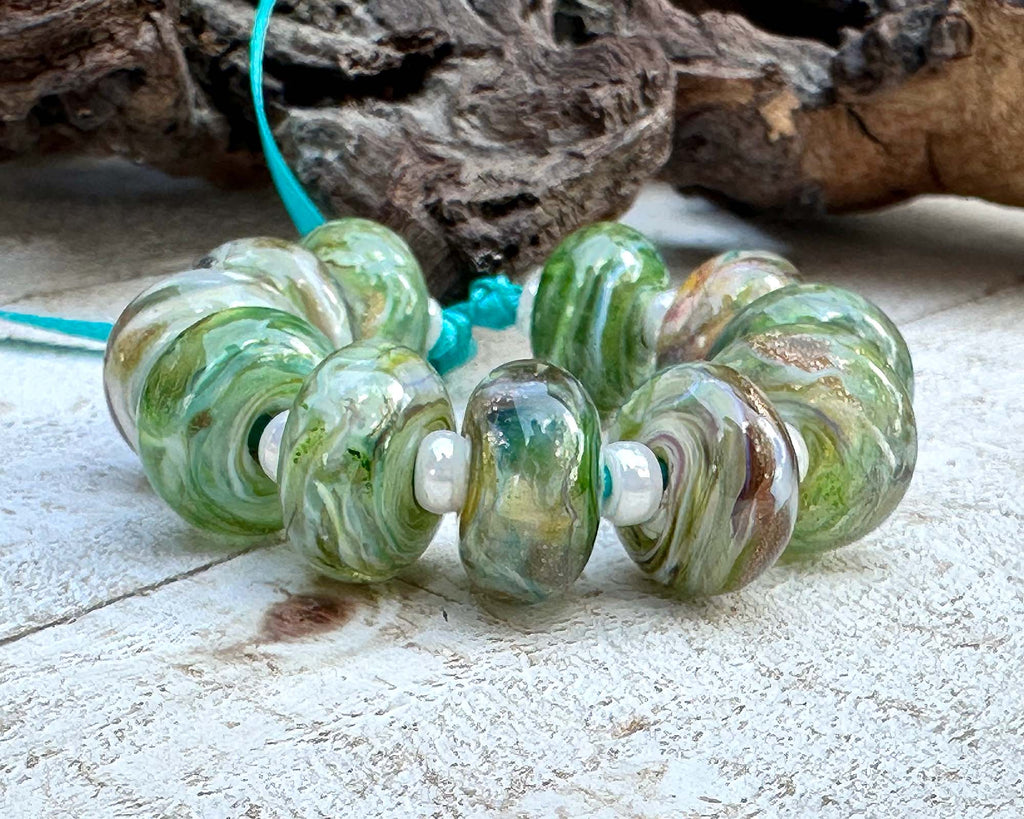 green lampwork beads