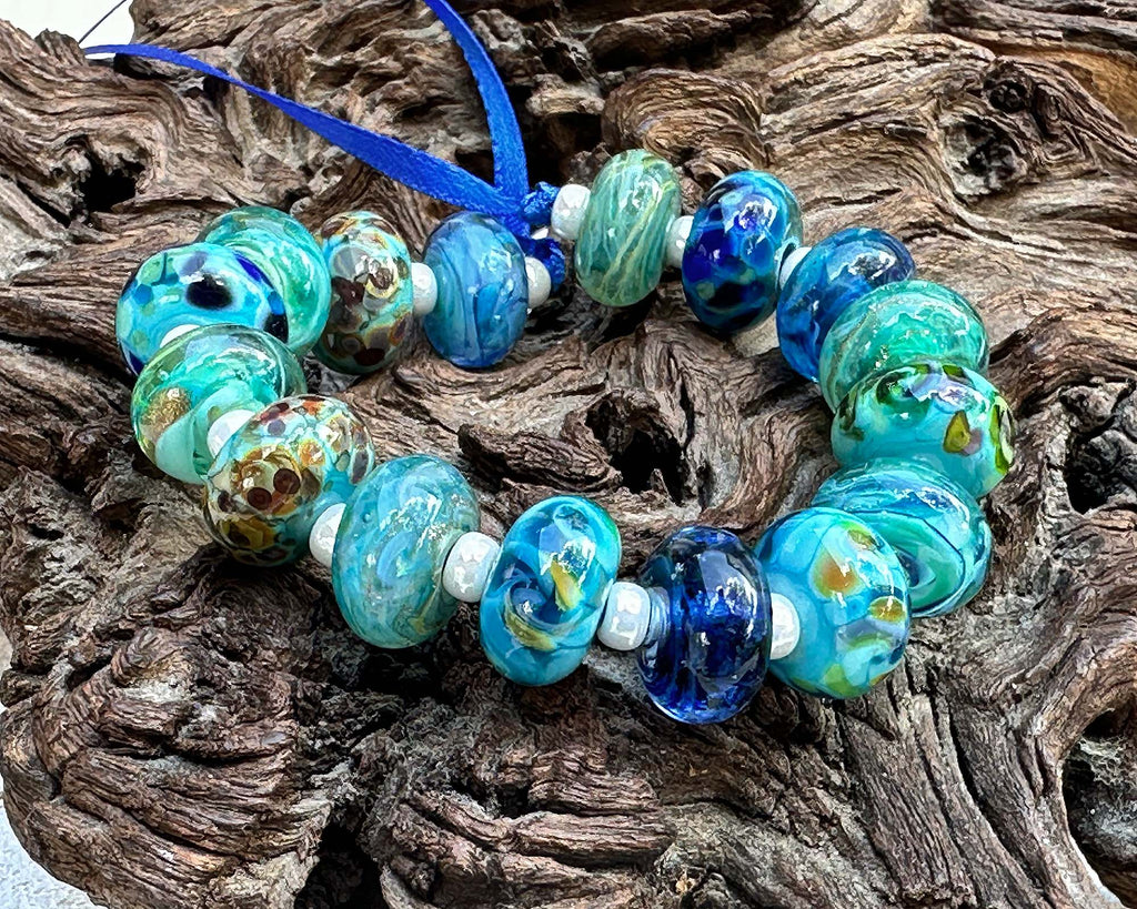 blue lampwork beads