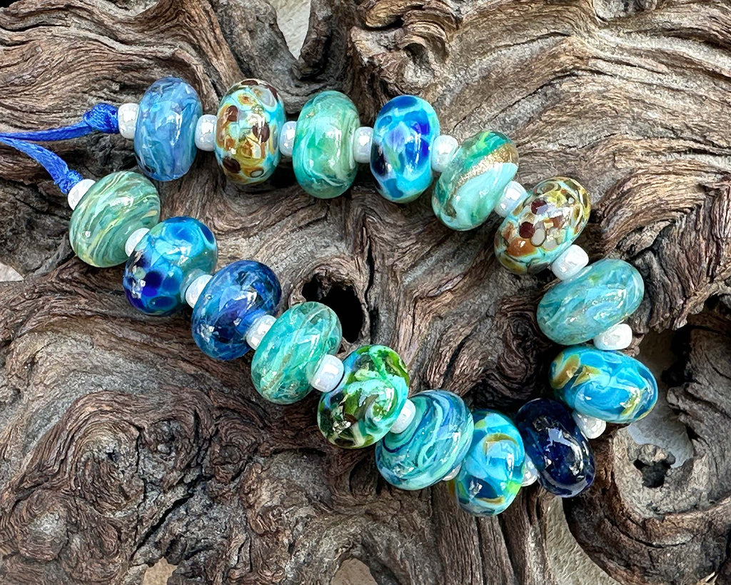 blue lampwork beads