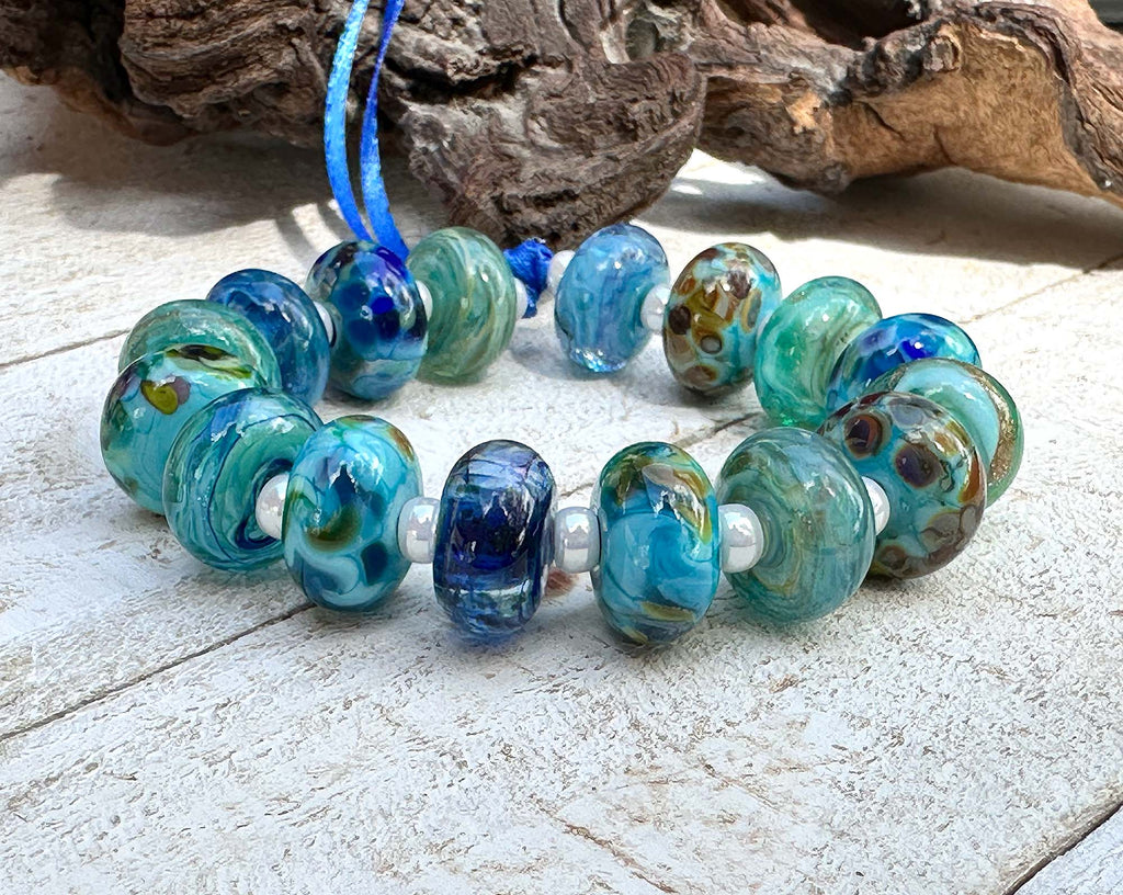blue lampwork beads
