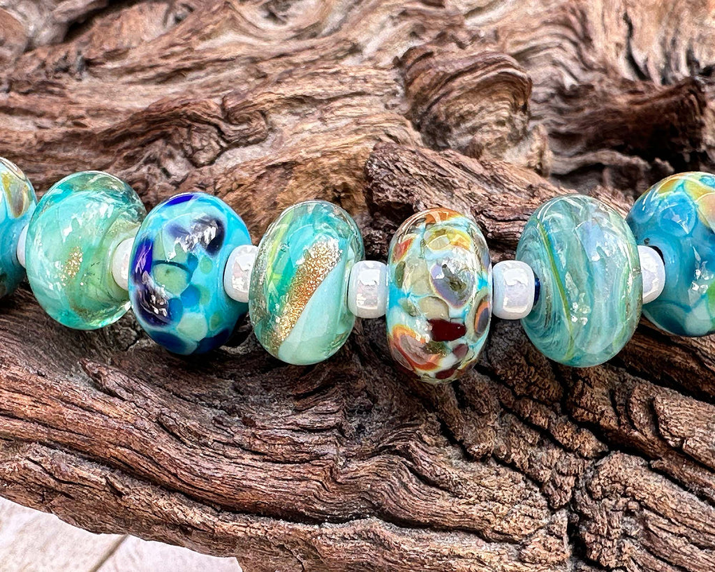 blue lampwork beads