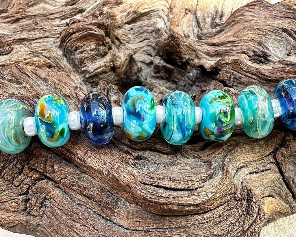 blue lampwork beads