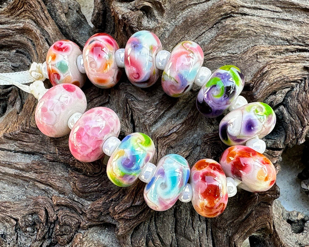 colorful lampwork beads