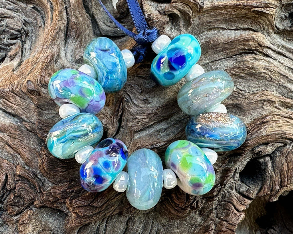 blue lampwork beads