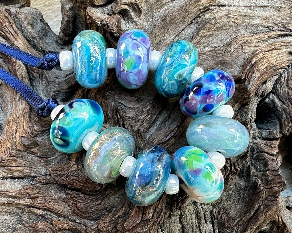 blue lampwork beads