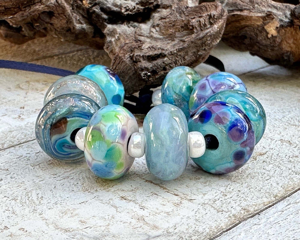 blue lampwork beads