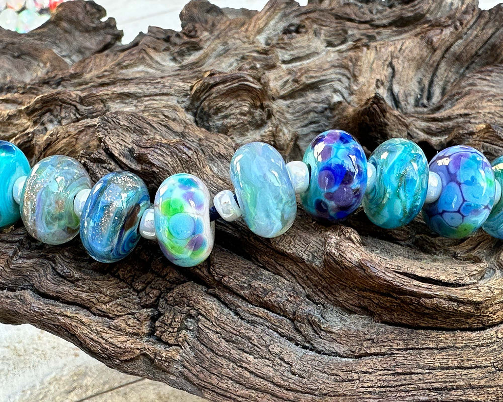 blue lampwork beads