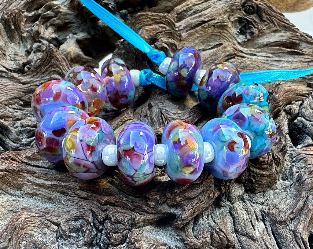 blue lampwork beads