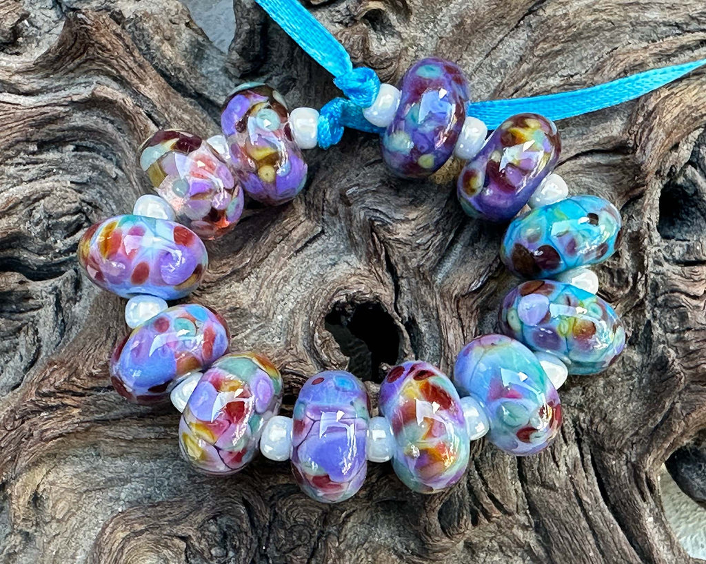 blue lampwork beads