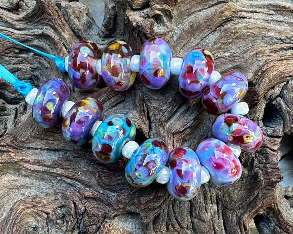 blue lampwork beads