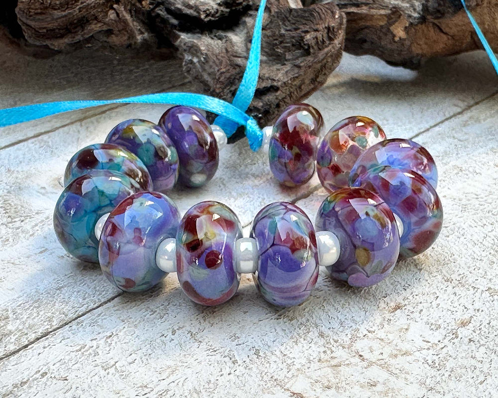 blue lampwork beads