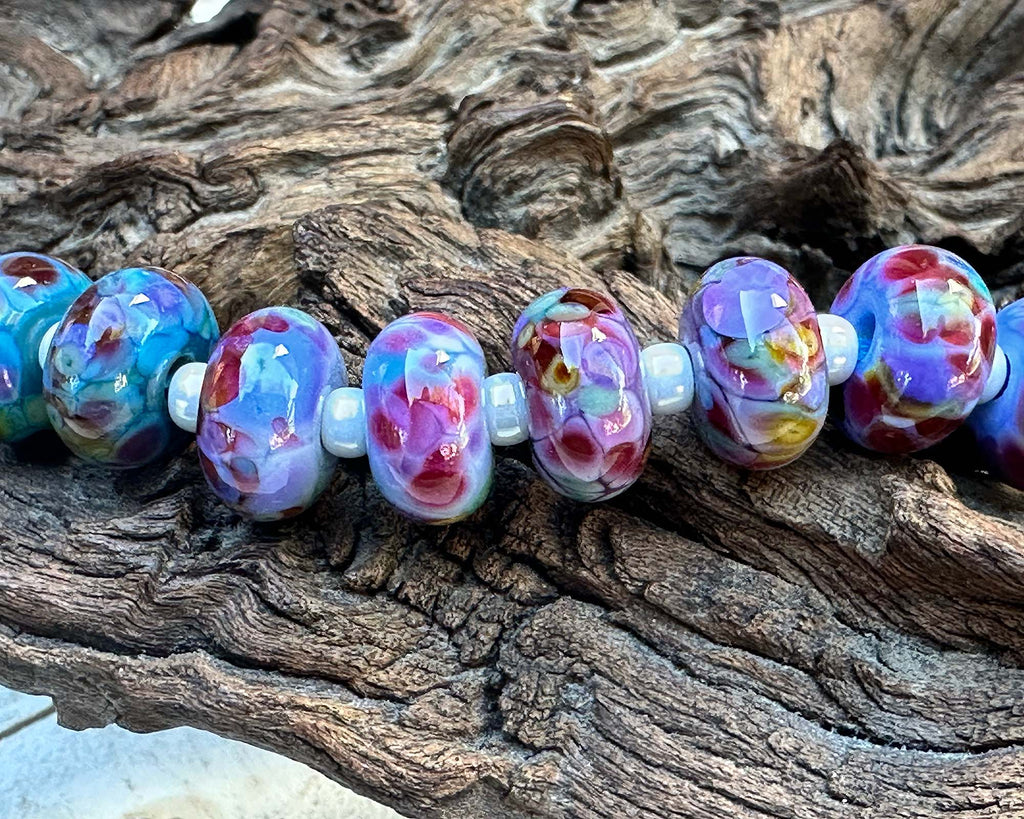 blue lampwork beads