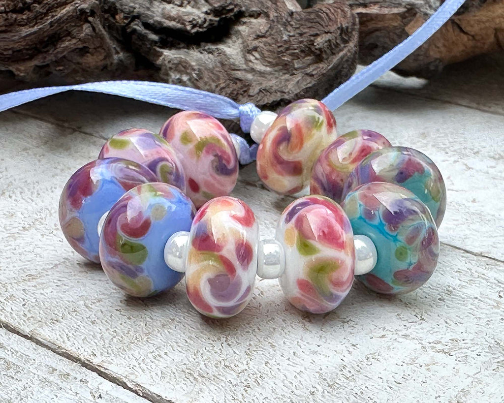 pink pastel lampwork beads