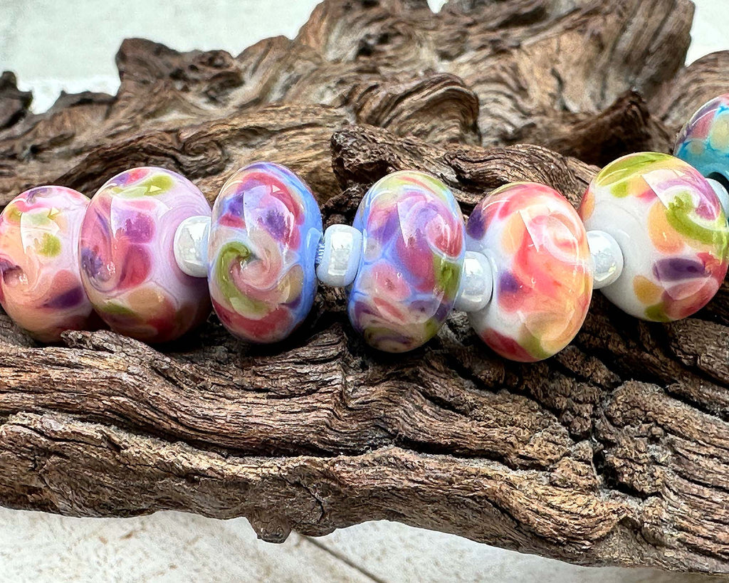 pink pastel lampwork beads