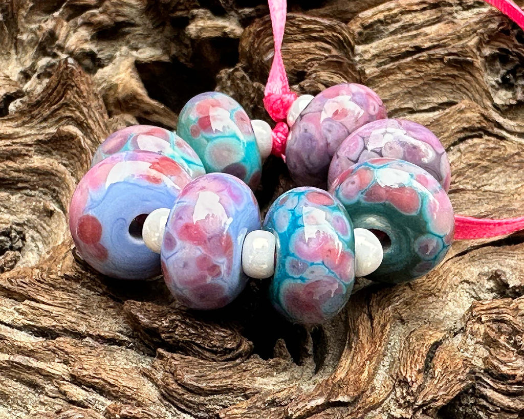 pink lampwork beads