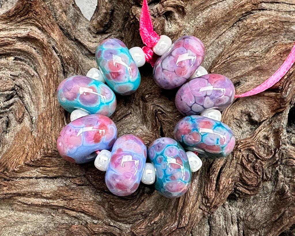 pink lampwork beads