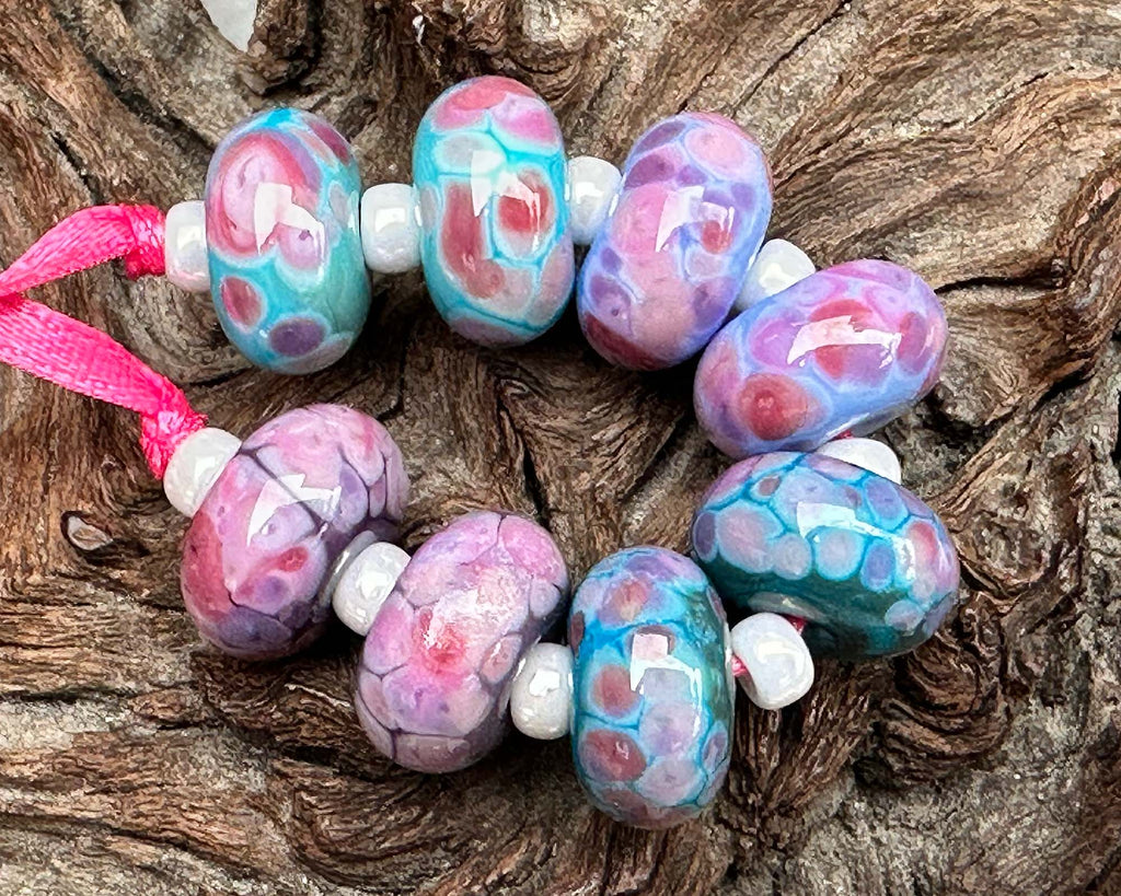 pink lampwork beads