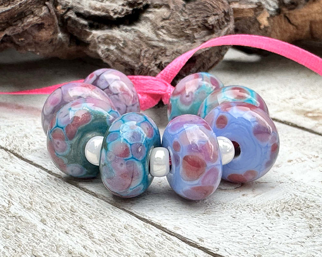 pink lampwork beads
