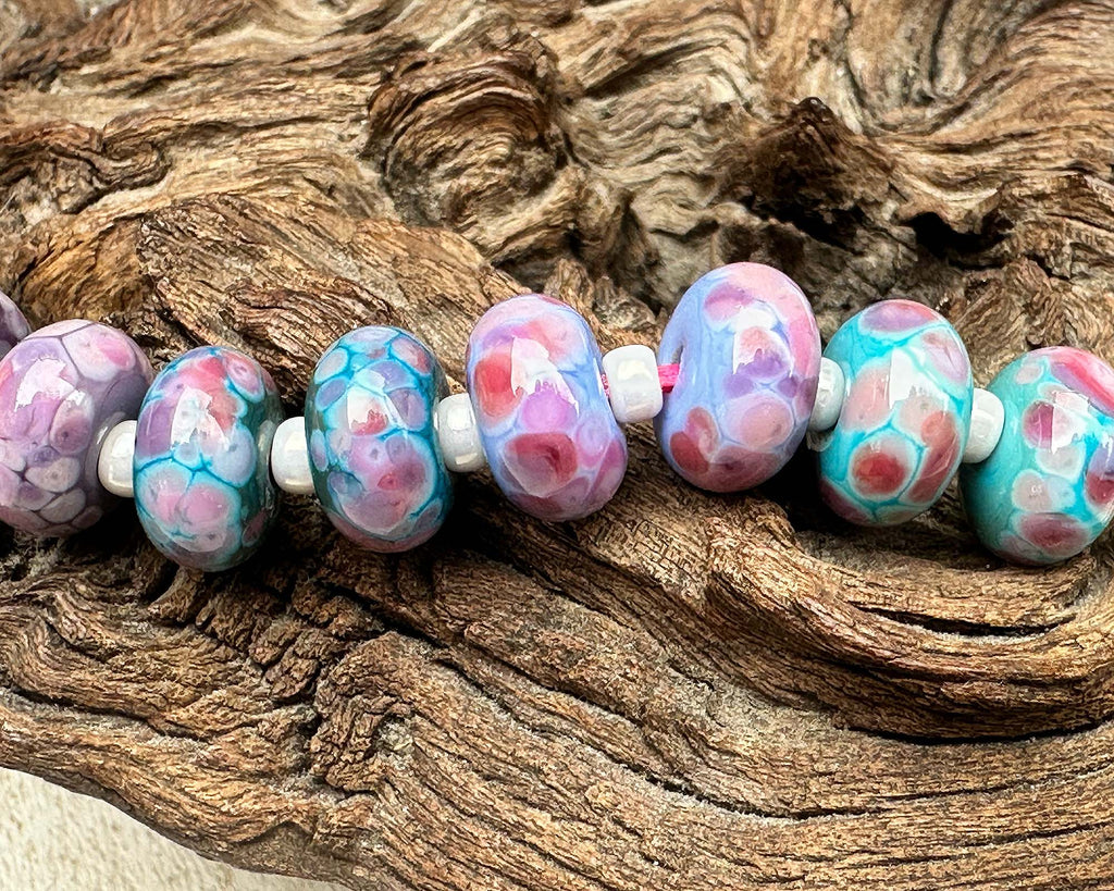 pink lampwork beads