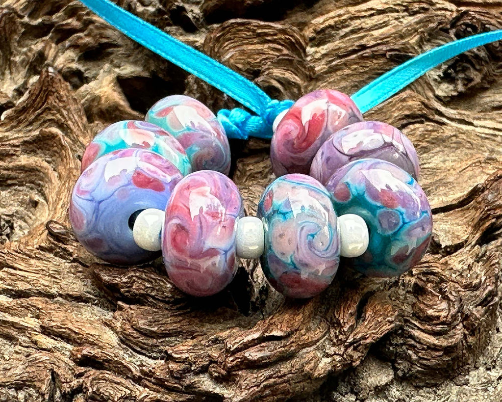 pink lampwork beads