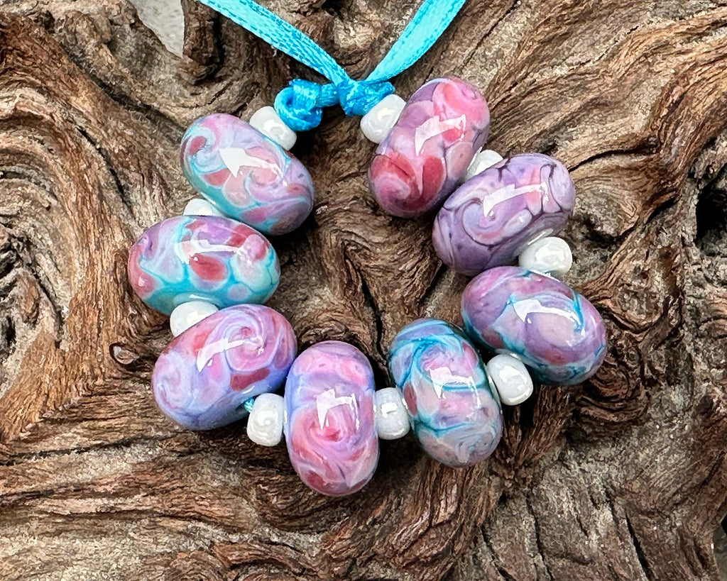 pink lampwork beads