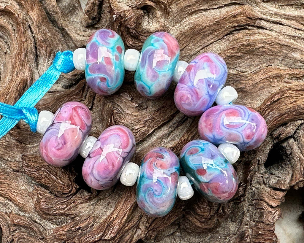 pink lampwork beads
