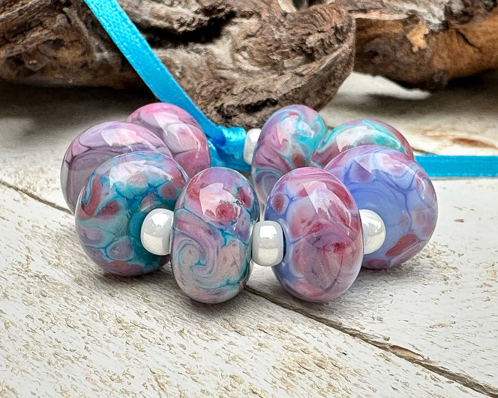 pink lampwork beads