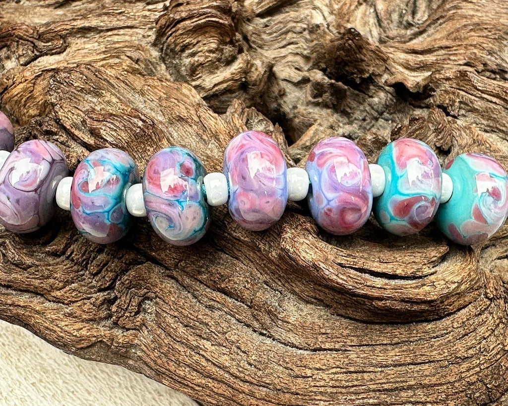 pink lampwork beads