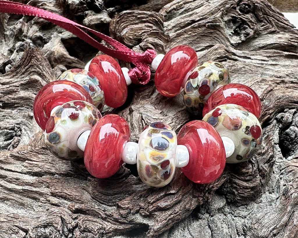 red lampwork beads