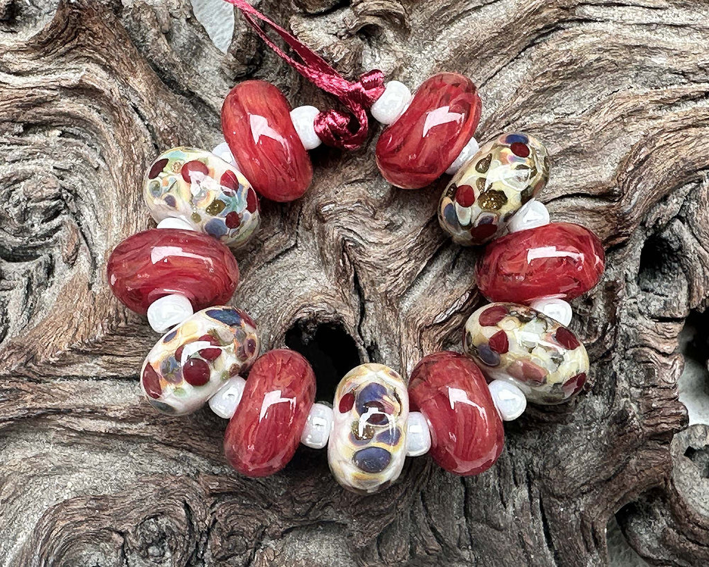 red lampwork beads