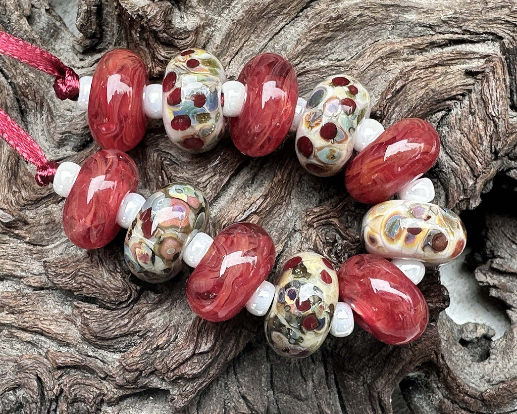 red lampwork beads
