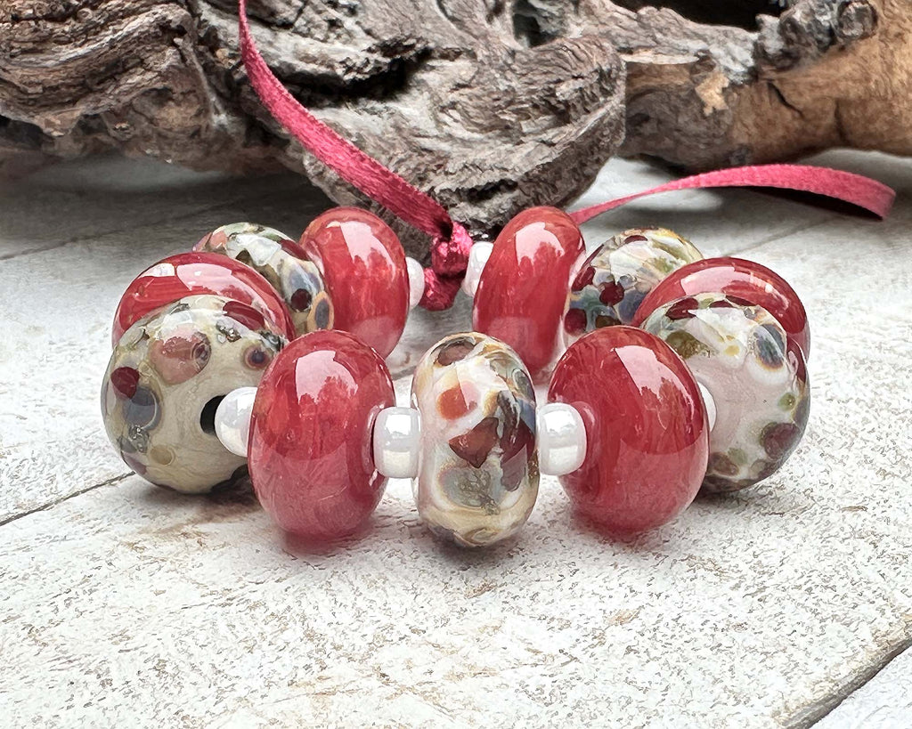 red lampwork beads