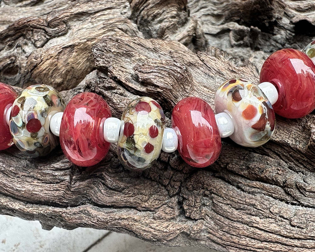 red lampwork beads