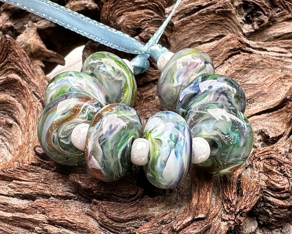green lampwork beads