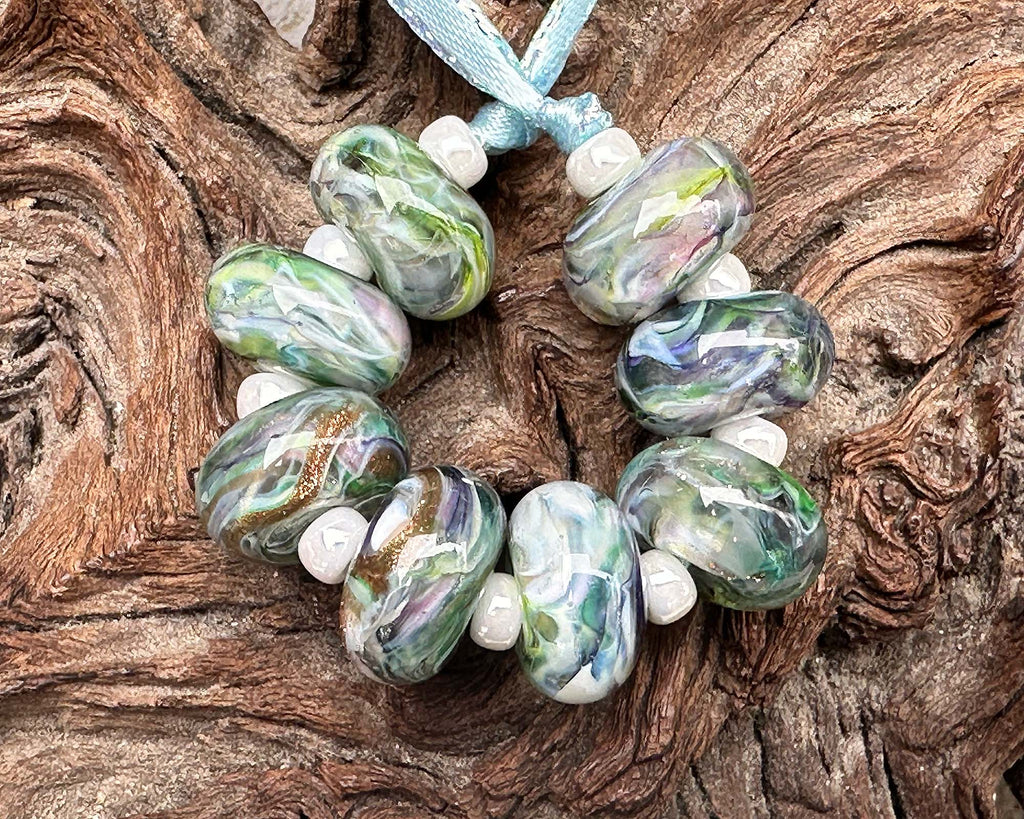 green lampwork beads