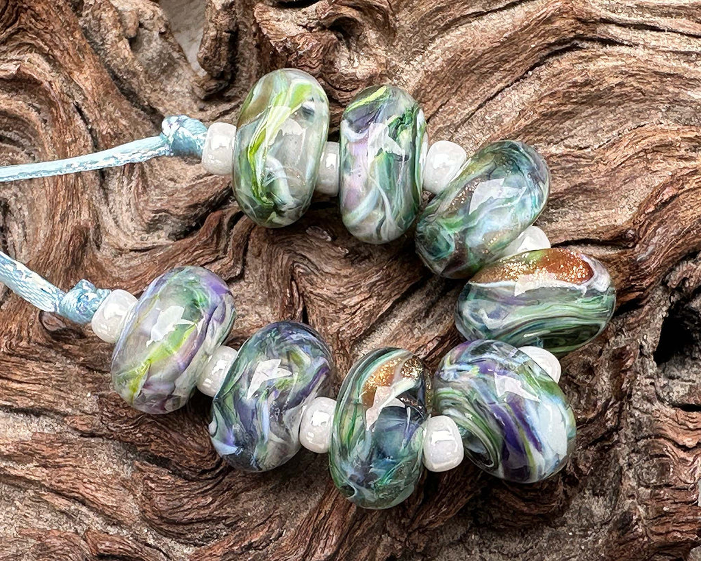 green lampwork beads