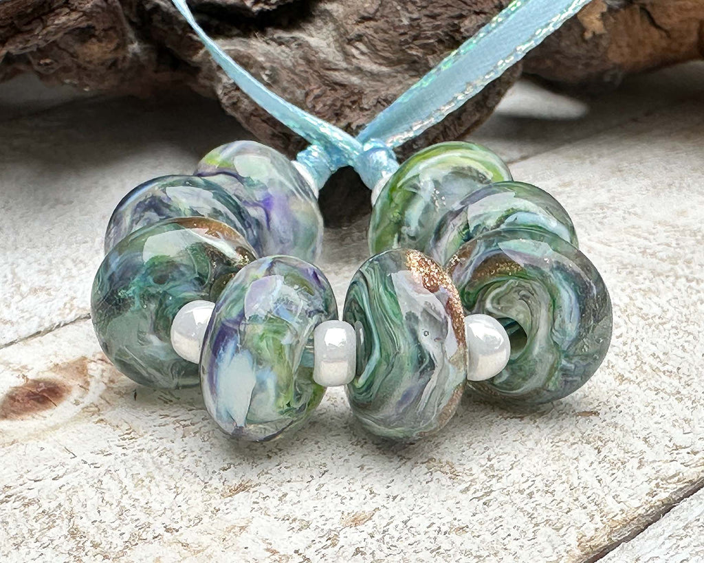 green lampwork beads
