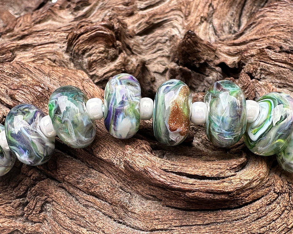 green lampwork beads