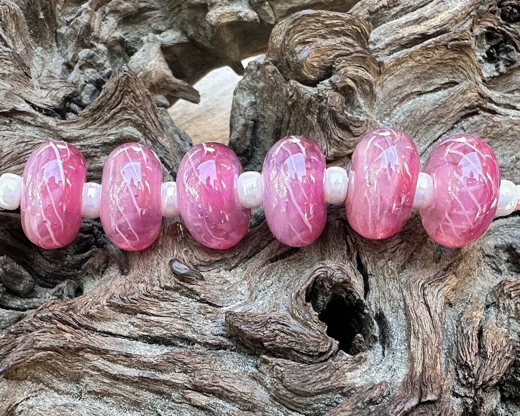 pink lampwork beads