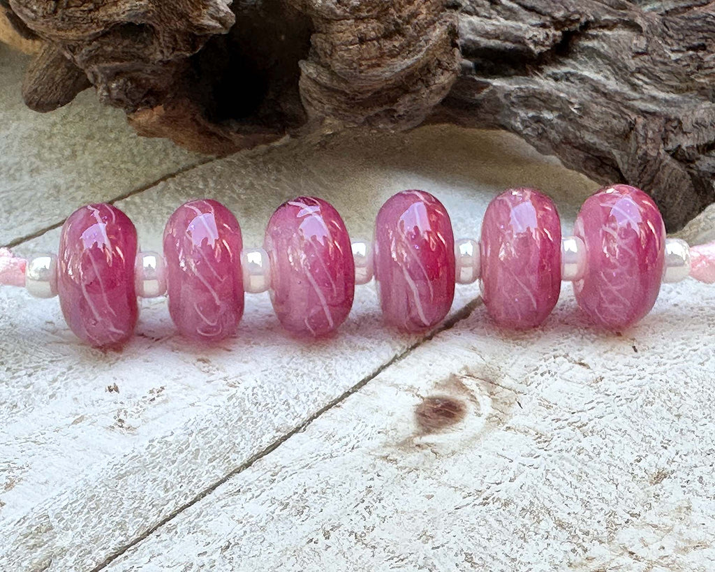 pink lampwork beads