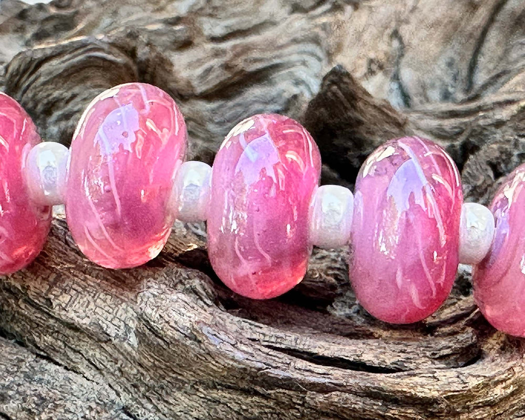pink lampwork beads