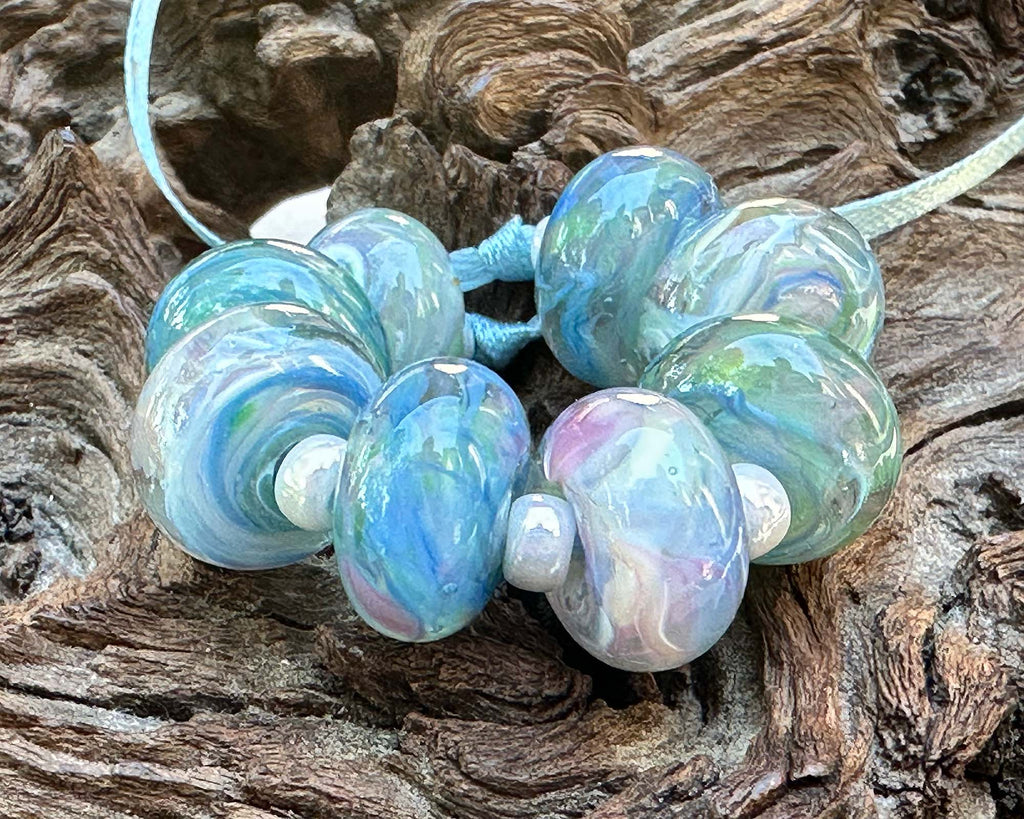 blue lampwork beads