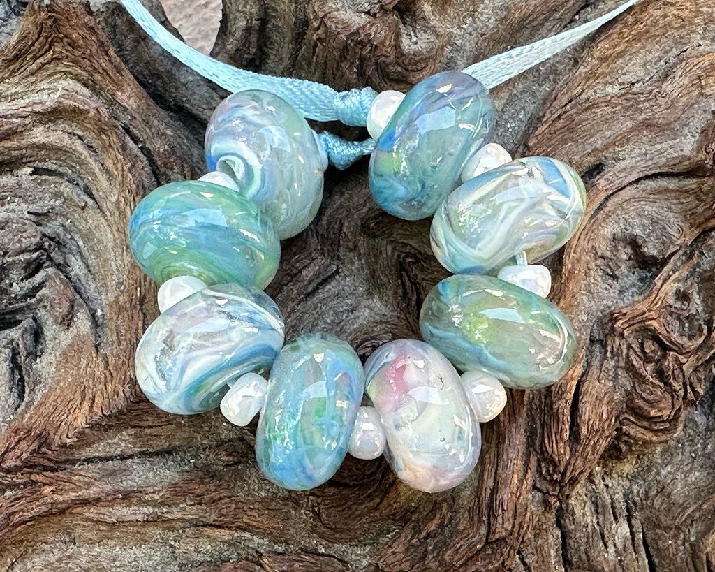 blue lampwork beads