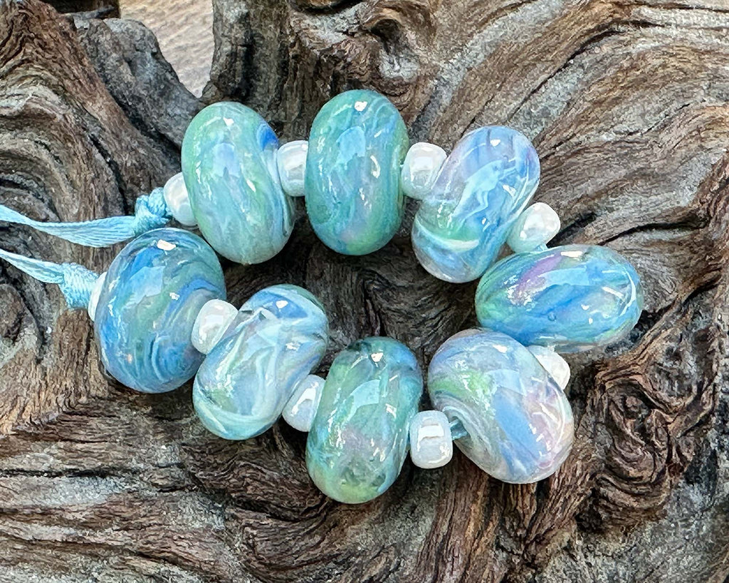 blue lampwork beads