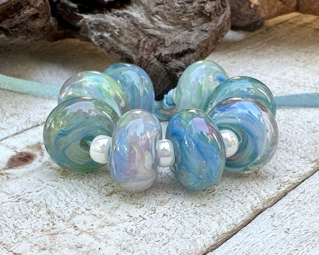 blue lampwork beads