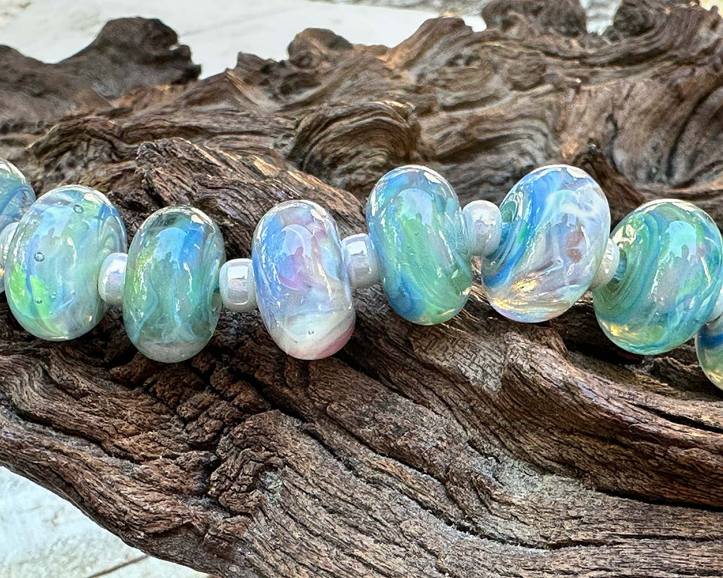 blue lampwork beads