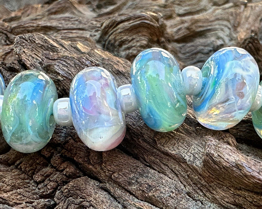 blue lampwork beads