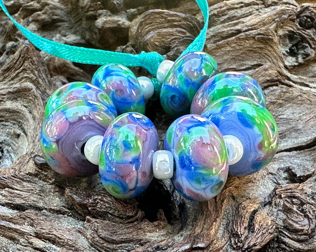 blue lampwork beads
