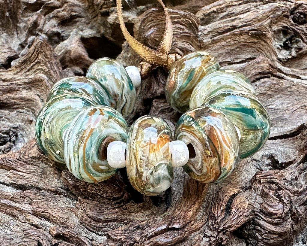 green lampwork beads